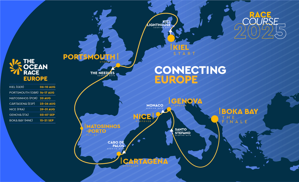 Karte mit der Route des Ocean Race Europe