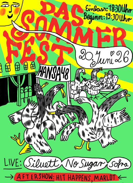Hansa48-Sommerfest - Tanzen unter alten Bäumen, laue Luft, ein kaltes Getränk in der Hand Live mit Sofra (Jazz/Fusion, Kiel), No Sugar (Rock'n'Roll, Hamburg) & Siluett (80's Wave/Post-Punk, Schweden)