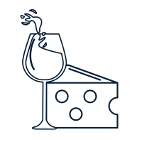 Weinglas und Käse Icon